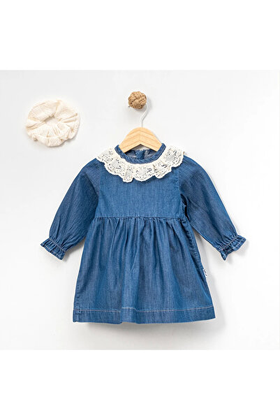 limebabies Girl baby 9-24 months collar detail tie jeans dress