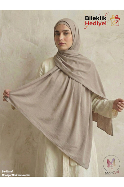 moodşal Vizon Koyu Bej Pamuklu viskon şal (Bileklik Hediyeli)