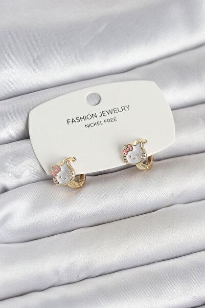 callerrons accessories Kitty Model Gold Color Brass Children's Earrings - Ebj...