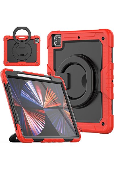 OEM iPad Pro 11 Case, 3 Layers Shockproof, 360 Rotating Stand, Stylus Slot, Red