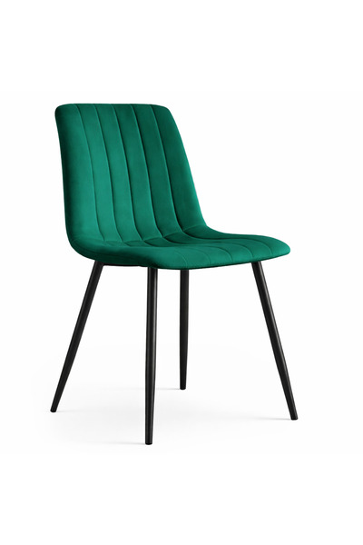 SERSIMO Set of 6 LIVO upholstered chairs, quilted velour, 46x44x87 cm, emeral...