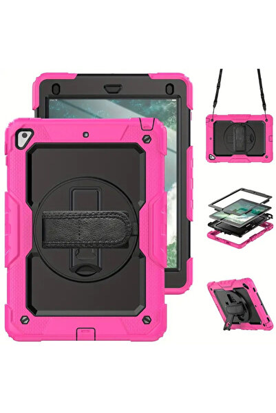 OEM Husă iPad 9.7 2017/2018 - Antişoc, Mâner Rotativ, Curea Umăr, Suport Regl...