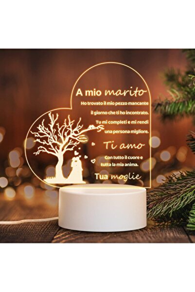 OEM 3D LED Night Light for Husband - Warm Light, USB, Plastic, White - 14 x 1...