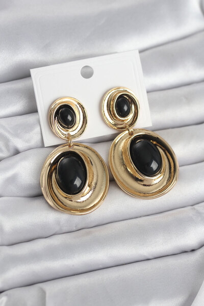 callerrons accessories Black Dangle Drop Model Gold Color Vintage Women's Ear...