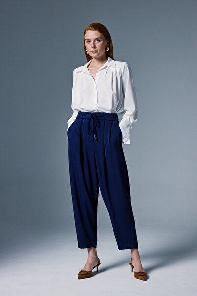 Sateen Talia Pants - Navy Blue