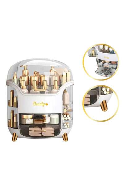 OEM Cosmetic Organizer Stand with Lid & Compartments 30x16x32cm