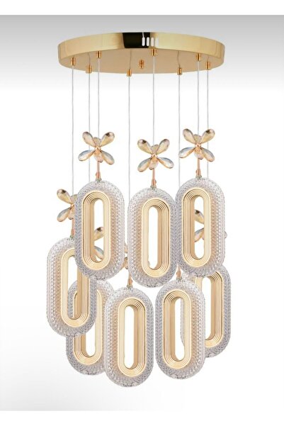 Akgül 8'li Zenith Gold Avize 3 Renk Ledli