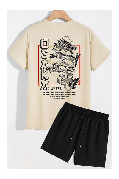 PENTHİLUS Men's T-Shirt and Shorts Set - Men's Summer Oversize Two-Piece Set