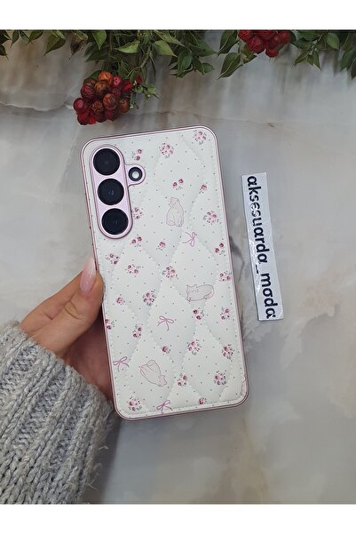 ZB Aksesuarda Moda Samsung Galaxy S24Fe Compatible Quilted Floral Pattern Puf...