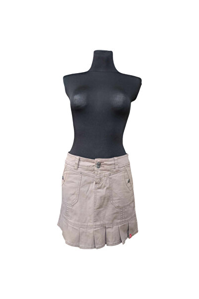 OEM ESPRIT Midi Skirt - Cotton and Elastane, Brown, Loose Fit, Size 34