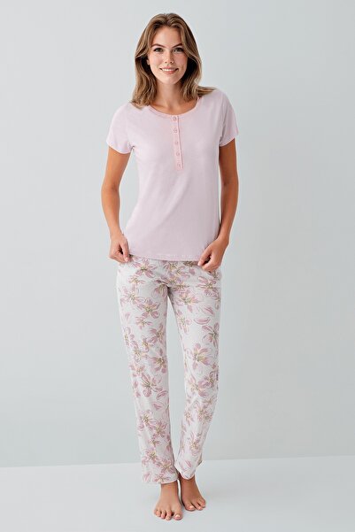 Arnetta Women's Modal/Cotton Front Buttoned Short Sleeve Pajama Set