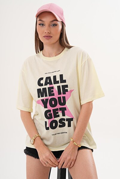 ŞİMAL Tricou oversize cu imprimeu și guler rotund pentru femei 260149 -