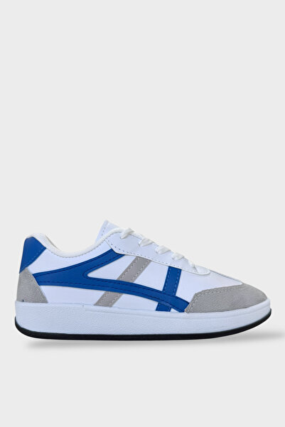 Liger Unisex Casual Sports Shoes with Side Stripes and Laces White - Blue
