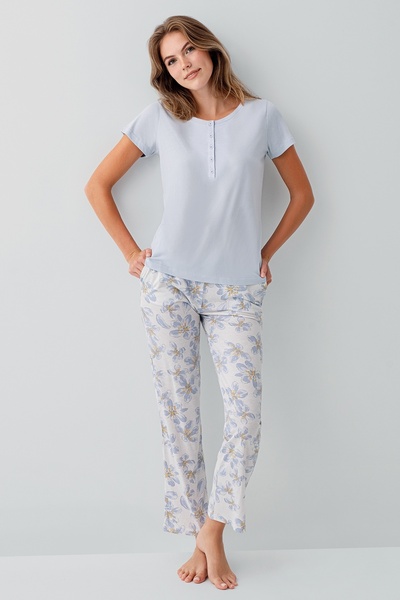 Arnetta Women's Modal/Cotton Front Buttoned Short Sleeve Pajama Set