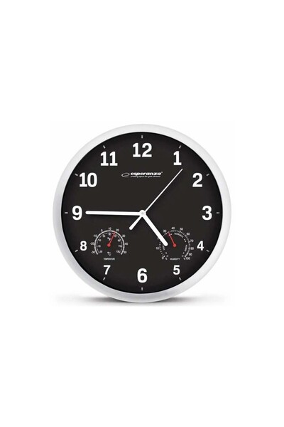 OEM Ceas de perete, cuarț, diametru 250 mm, negru, ESPERANZA LYON