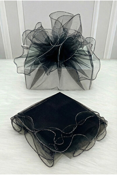 ZEYMERADE تول زينة أسود بحافة فضية، حقيبة هدايا للعروس والعريس، للوعد والخطوب...