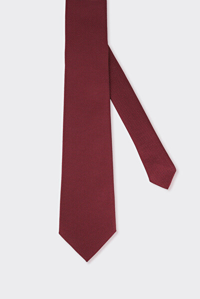 White Stone ربطة عنق منقوشة بلون أحمر داكن على شكل عين الطائر