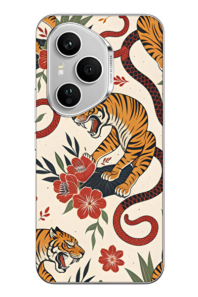 FLAMENKO غطاء هاتف شفاف متوافق مع هونور 400 برو بنمط التايجر والثعبان