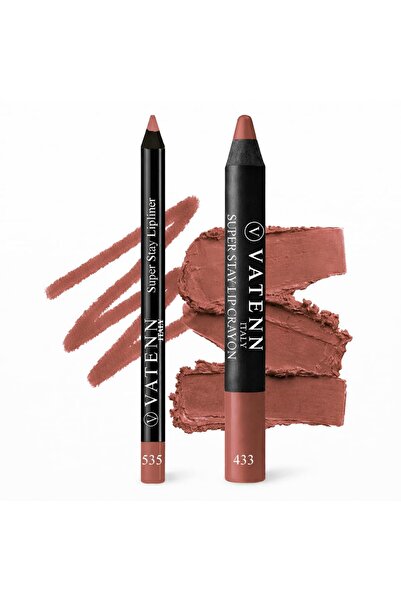 VATENN ITALY Super Stay Lipliner 535 Bridgeport & Super Stay Lip Crayon 433 C...
