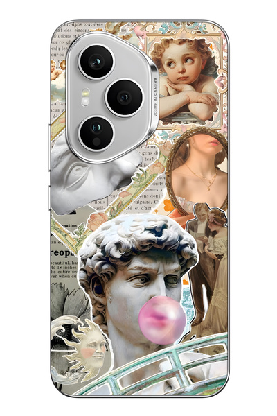 FLAMENKO غطاء هاتف شفاف متوافق مع هونور 400 برو بنمط كولاج رينيسانس