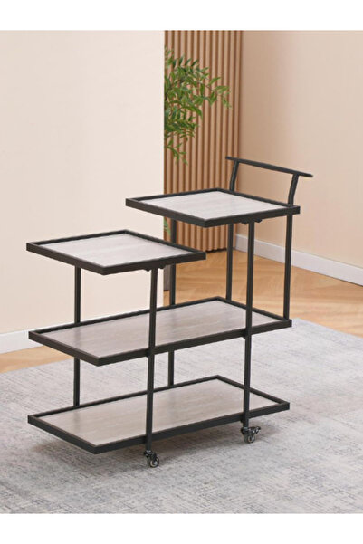 BEC30 عربة تقديم وتنظيم مودرن 4 مستويات - تصميم خشبي مع هيكل معدني متين