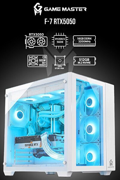 GM Game Master F7 RTX5050 8GB Ryzen 5 5600 16GB RAM 512GB NVMe SSD Beyaz Akva...