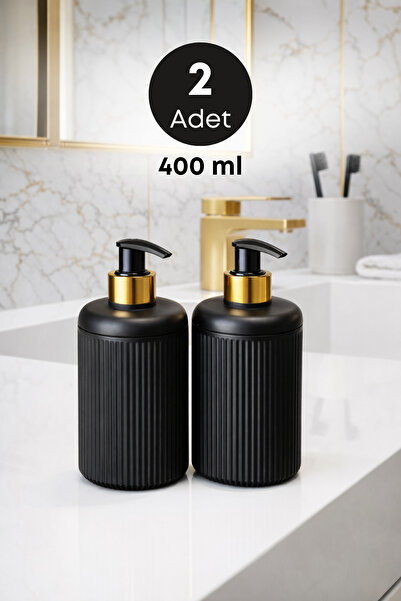 grimorlife 2 Pieces Premium Black Gold Liquid Soap Dispenser Set – Bathroom &...