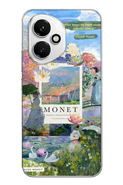 FLAMENKO غطاء هاتف شفاف بنمط مونيه كولاج متوافق مع هونور 400