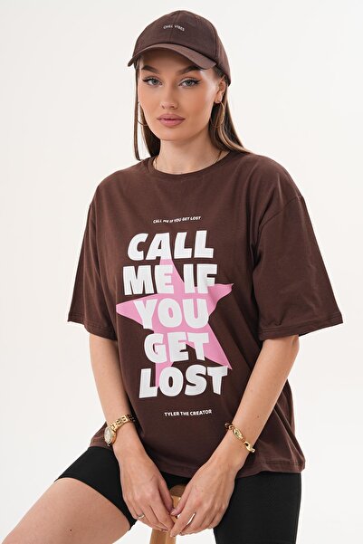 ŞİMAL Tricou oversize cu imprimeu și guler rotund pentru femei 260149 -