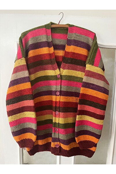 EL ÖRGÜSÜ CİCİ BEBE Hand-Knitted Embroidered Large Size Cardigan