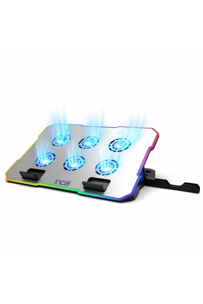 Inca INC-618GMS 6 Fanlı RGB Laptop Soğutucu Stand 9-17” | 2400 RPM 10 LED Mod...