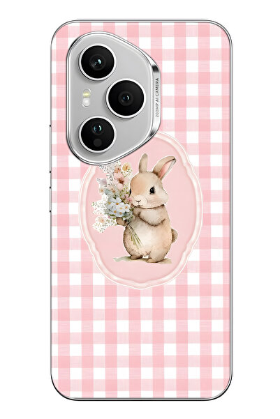 FLAMENKO غطاء هاتف شفاف متوافق مع هونور 400 برو بنمط أرنب مزهر