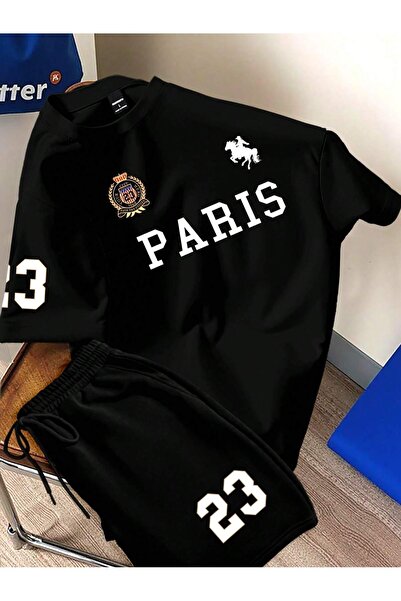 PENTHİLUS طقم مانفينيتي جويسي باريس للفروسية مكون من قميص بولو أسود وشورت (قط...