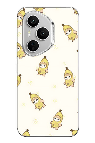 FLAMENKO غطاء هاتف شفاف متوافق مع هونر 400 برو بنمط قطة وزي موز