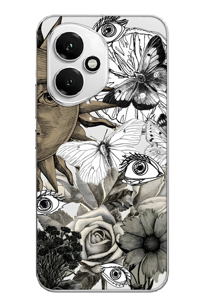 FLAMENKO غطاء هاتف شفاف متوافق مع هونور 400 بنمط الشمس والعين