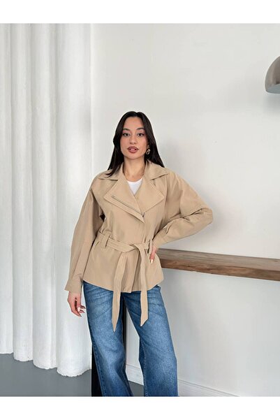 ZF BUTİK Women's Belted Zippered Jacket