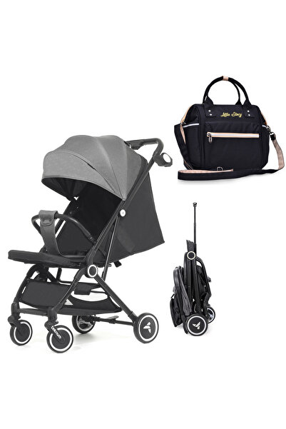 TEKNUM عربة أطفال للسفر مع حقيبة حفاضات وحامل أكواب قهوة - رمادي