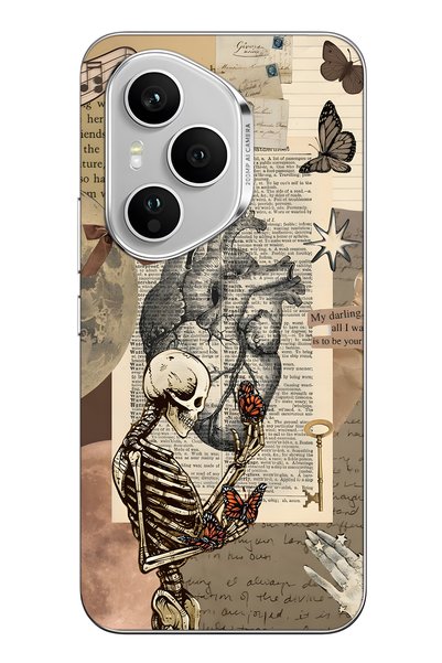 FLAMENKO Honor 400 Pro Compatible Vintage Skeleton and Butterfly Pattern Tran...