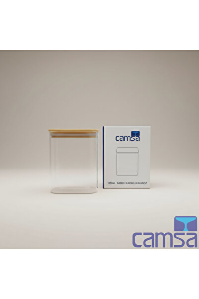 Queen’s Kitchen Rectangular Bamboo Lid Glass Jar 12X8X15 cm