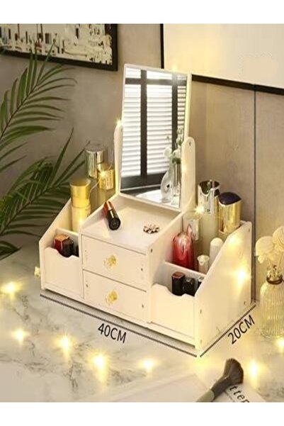 Arzu Güzel Cosmetics Desktop Double Drawer Mirror 360 °   Rotatable Folding M...