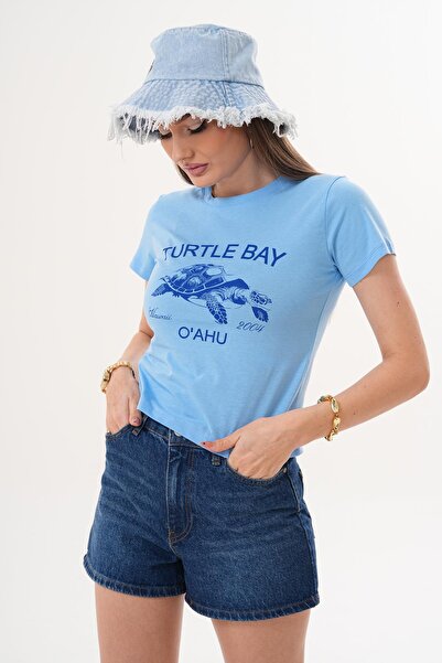 ŞİMAL Дамска тениска с принт и детайли на велосипед 260073 -