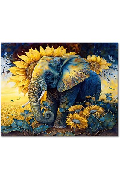 OEM Elephant Paint by Numbers - Acrylic Paints and Linen Canvas Set - 16 x 20...