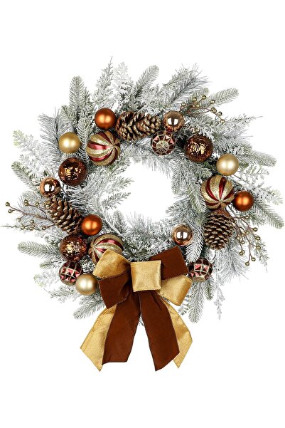 OEM Christmas Wreath - Set of 2, Frosted Tinsel - 60cm, Red-Gold and Blue