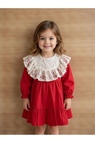 BİLGEN Style Girl's Scalloped Cotton Linen Holiday Dress
