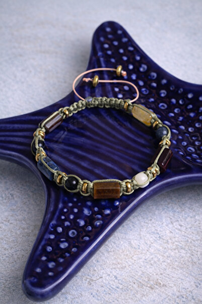 OSMANLI DOĞAL TAŞ Certified Leo Zodiac Natural Stone Macrame Bracelet Odt-464