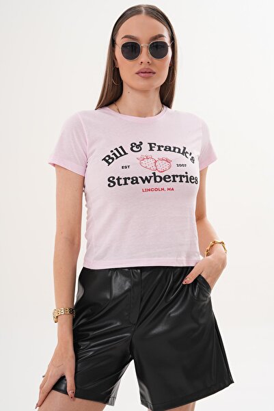 ŞİMAL Women's Print Detailed Crew Neck T-Shirt 260141