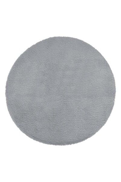 Atmosphera Fur Effect Elegant Design Soft Round Area Rug Grey 80 cm