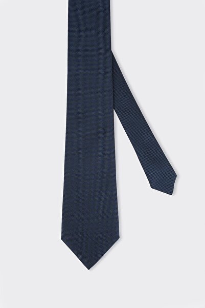 White Stone ربطة عنق بنمط عين الطائر باللون الأزرق الداكن