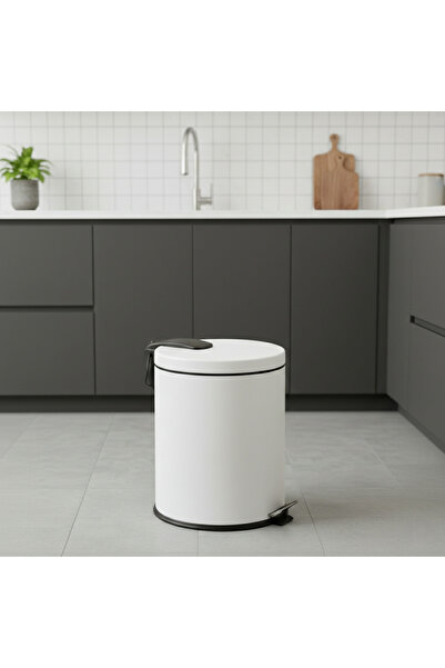 Bürke White 20 Liter Trash Can Kitchen Steel Pedal Metal 20 Lt Trash Can Luxu...