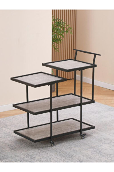 BEC30 Modern 4-Tier Serving and Organizing Trolley - Wooden Design with Sturd...